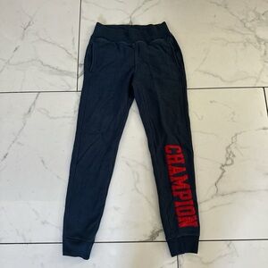 Dark Blue Joggers with Red Lettering